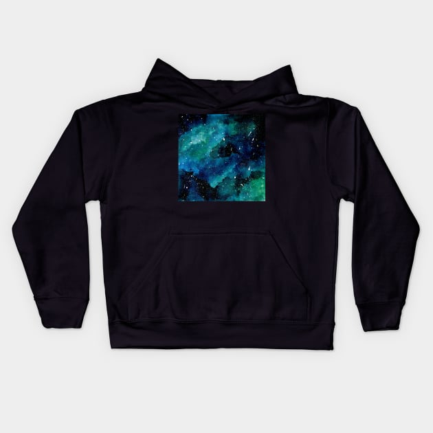 Emerald Galaxy Kids Hoodie by KathrinLegg